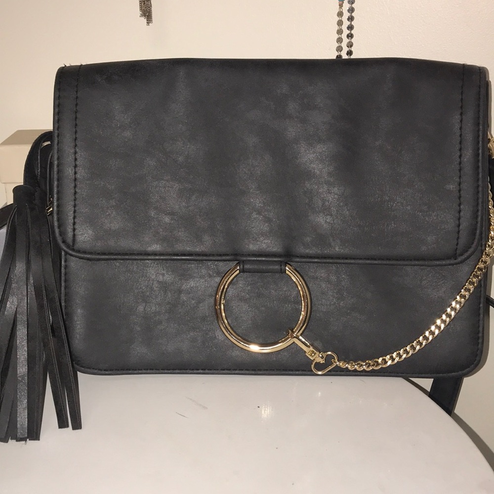 Distressed fake leather bag